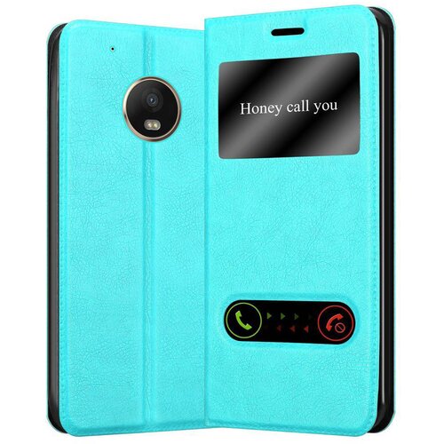Cadorabo Motorola MOTO G5 PLUS v mint turquoise - Za&scaron;čitni ovitek z magnetnim zapiranjem, stoječo funkcijo in 2 okencema za gledanje, (20551648) Cene