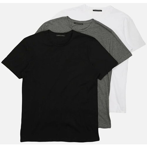 Trendyol Multicolor Men's Basic Slim Fit 100% Cotton 3-Pack Crew Neck Short Sleeve T-Shirt Slike