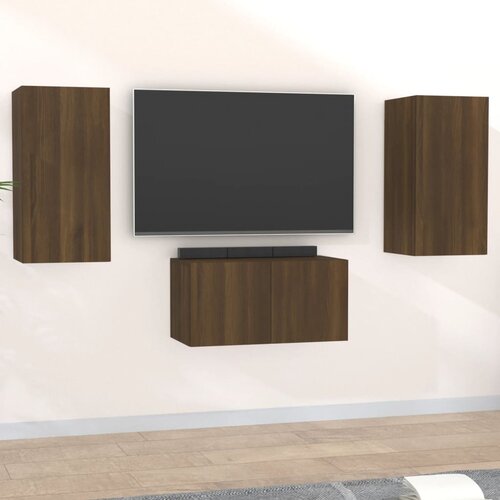 The Living Store Komplet TV omaric 3-delni rjav hrast inženirski les - Komplet TV Omaric, (21374317) Slike