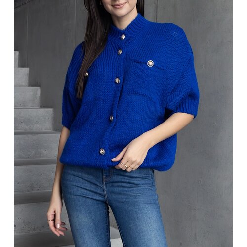 Gemre Women's blue short-sleeve sweater with decorative buttons Shela Cijene