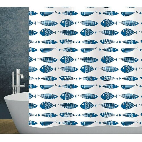 Diaqua Tekstilna kopalniška zavesa Scuby (Š x V: 180 x 200 cm, Modra/Bela) Cene