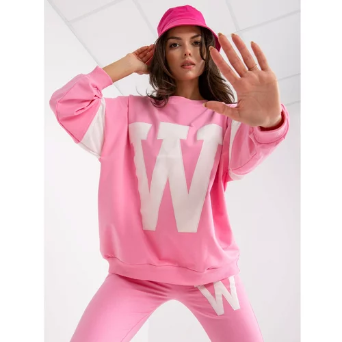 Fashion Hunters Pink and white cotton tracksuit set