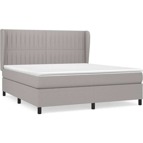  Krevet box spring s madracem svjetlosiva 160x200 cm tkanina Slike