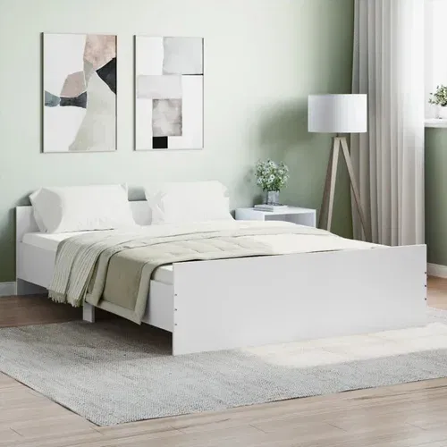 vidaXL Okvir kreveta s uzglavljem i podnožjem bijeli 140 x 190 cm