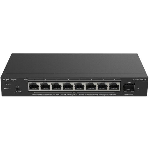 Ruijie Networks RG-ES209MG-P network switch Managed L2 2.5G Ethernet (100 /1000 /2500) Power over Ethernet (PoE) Black Cene