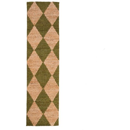Flair Rugs Zelena/u prirodnoj boji ručno rađena staza od mje&scaron;avine jute 60x230 cm Effie Diamond &ndash; Cijene
