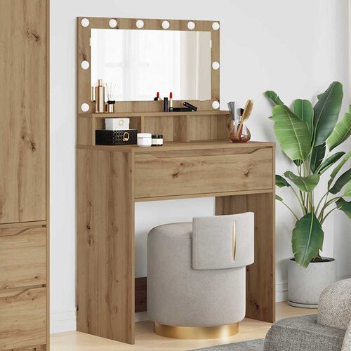 vidaXL Toaletne mize za spalnice Umetni hrast 80 x 39,6 x 135 cm Cene