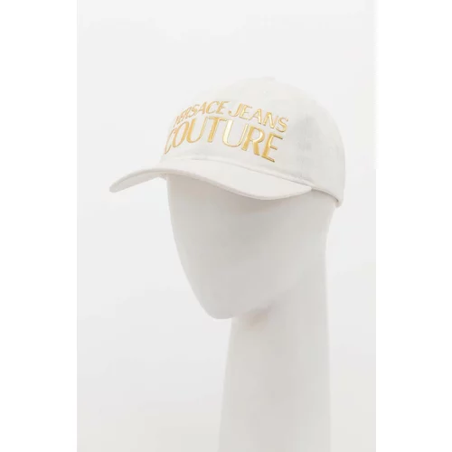 Versace Jeans Couture Pamučna kapa sa šiltom boja: bijela, s aplikacijom