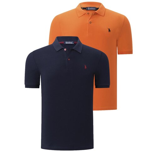 Dewberry DUAL SET T8561 MENS TSHIRT-NAVY BLUE-ORANGE Slike