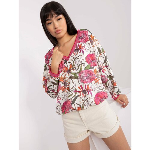 Fashion Hunters Ecru velour blouse with patterns RUE PARIS Slike
