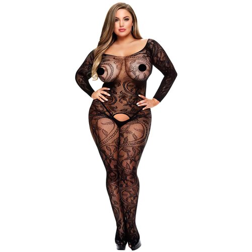 BACI Plus Size - Vzorčasta obleka z dolgimi rokavi - črna (XL-XXL) Slike