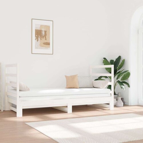  Dnevni ležaj na izvlačenje bijeli 2x(90x190)cm masivna borovina Slike