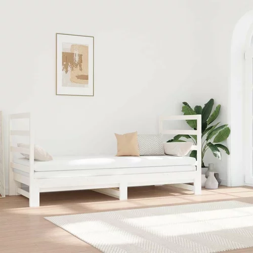  Izvlečna dnevna postelja bela 2x(90x190) cm trdna borovina, (20725233)