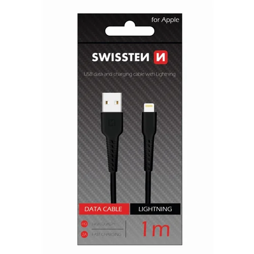 Swissten Kabel USB/Lightning 2A 1m Crni, (8595217466227)