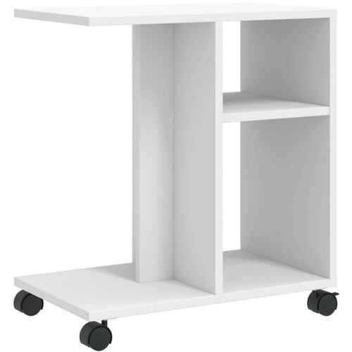 VidaXL Bočni stolić s kotačima bijeli 50x30x55 cm konstruirano drvo Slike