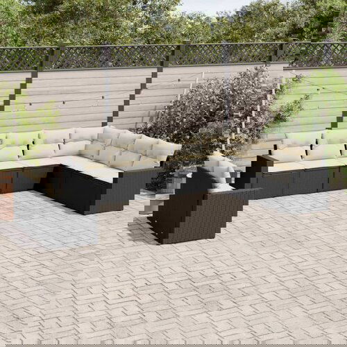 vidaXL 10-dijelni set vrtnih sofa s jastucima crni od poliratana Cijene