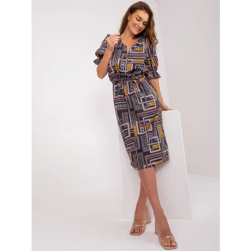 Fashion Hunters Simple graphite dress with viscose print