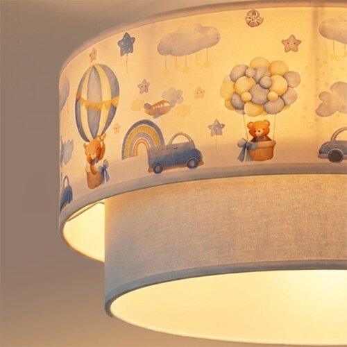  Brilagi-LED Dečiji plafonski luster BOBO 1xE27/10W/230V &amp;Oslash;40cm krem./plava/meda. Slike
