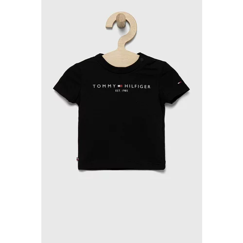 Tommy Hilfiger Otroška kratka majica črna barva