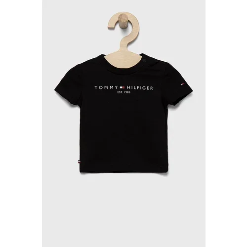 Tommy Hilfiger Otroška kratka majica črna barva