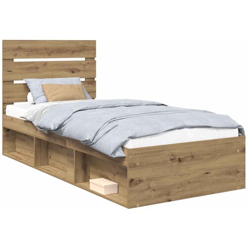 vidaXL konstrukcija postelje oreh 100 x 200 cm masivno borovo les, (5000102638) Cene