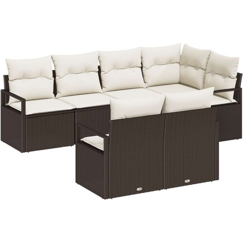  Set od 7 komada kauča u vrtu s jastucima smeđi poly rattan  kauč za 2 osobe u vrtu s odlaganjem i jastucima smeđi poly rattan Cijene
