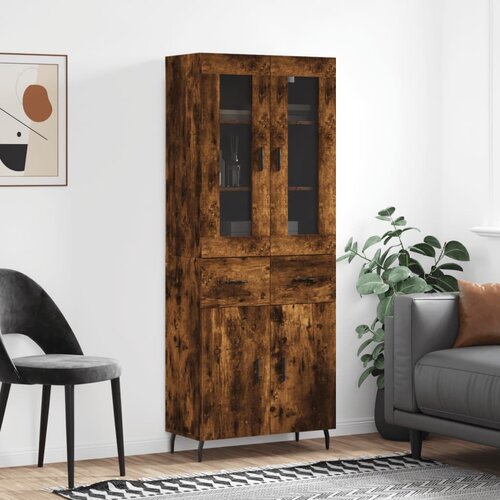 vidaXL Visoka komoda dimljeni hrast 69 5x34x180 cm konstruiranog drva Cijene