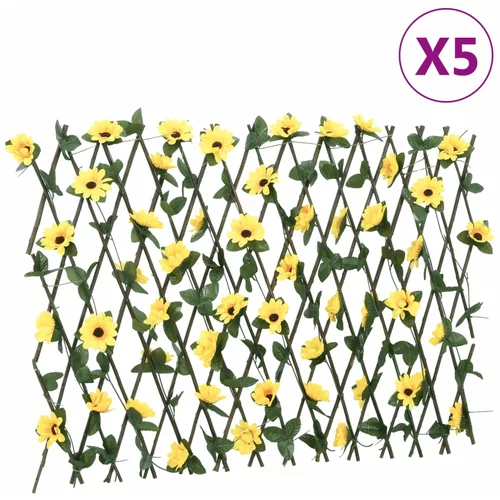 vidaXL Umetni bršljan raztegljiva ograja 5 kosov rumena 180x60 cm