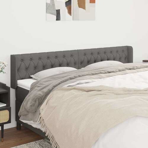  Vzglavje z u&amp;scaron;esi temno sivo 203x16x78/88 cm blago, (20739336) Slike