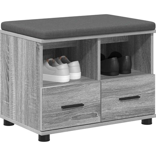  Klupa za hodnik s jastukom Sivi Sonoma 60 x 38 x 46 cm Slike