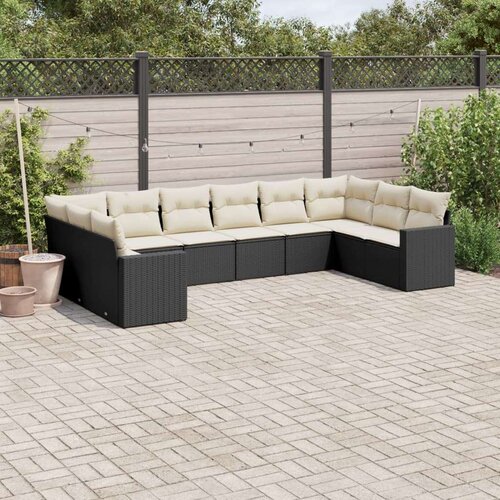  10-dijelni set vrtnih sofa s jastucima crni od poliratana Cijene
