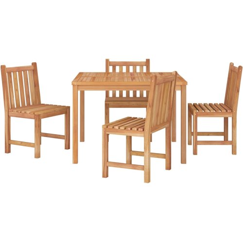  5-dijelni vrtni blagovaonski set od masivne tikovine Smeđa Dužina stola 110 cm Slike