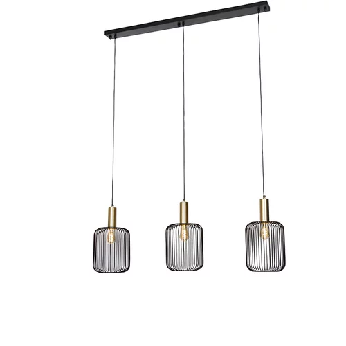 QAZQA Design viseča svetilka črna z zlato 3-svetlobo - Mayelle