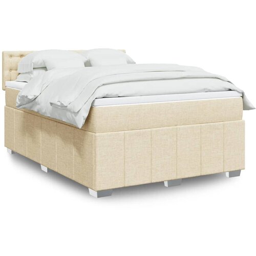 vidaXL Box spring postelja z vzmetnico krem 140x190 cm blago Cene