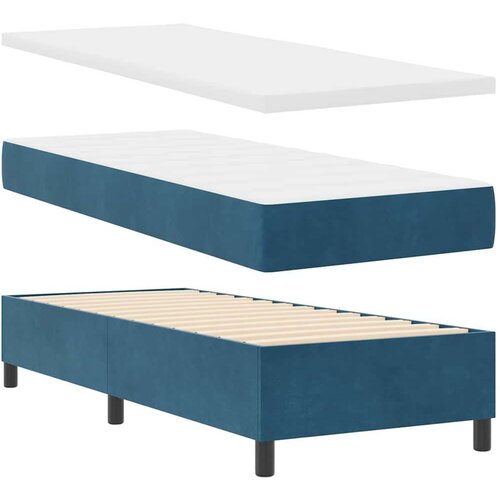 VidaXL Box Spring Krevet s Madracem &amp;amp; LED Tamnoplavi 80x200 cm Bar&amp;scaron;un Slike