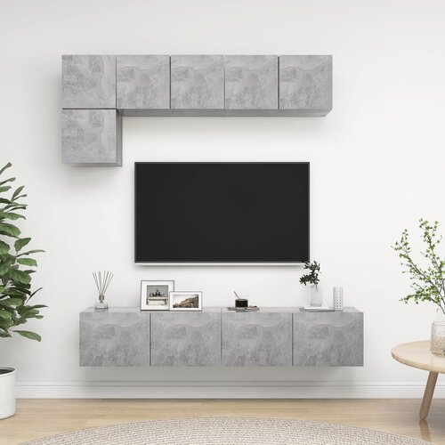  5-dijelni set TV ormarića siva boja betona od iverice Slike