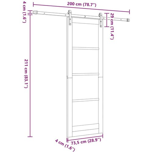  Klizna vrata Prirodna i bijela 73 5 x 211 cm Masivna borovina - Prirodna i bijela 73 5 x 211 cm 200 cm Cene