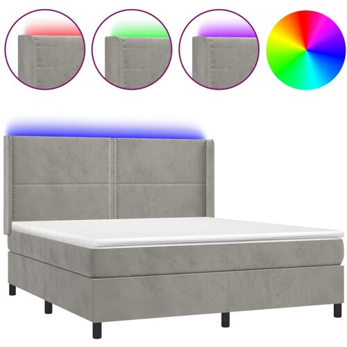 Maison Chic Box spring postelja - Vzmetna postelja z vzmetnico LED svetlo siva 160x200cm žamet SL3269, (21905351) Cene