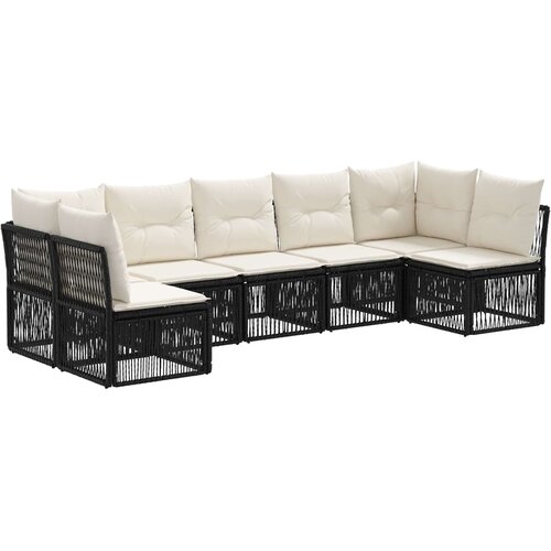 vidaXL Vrtna sedežna garnitura 7 pcs Črna poli ratan, (5000270427) Cene