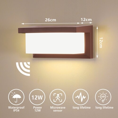  Brilagi - LED spolja&amp;scaron;nje zidno svetlo sa senzorom BRICKY LED/12W/230V, braon, IP54 Slike