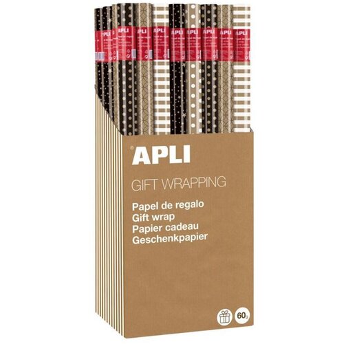Apli Displej ovojni papir 60g,0,7 x 2 m Kraft Black&White, 55 kos, (5000156403) Cene