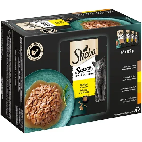 Sheba Mega pakiranje različice v vrečkah za ohranjanje svežine 24 x 85 g - Sauce Collection (raca, piščanec, perutnina, puran)