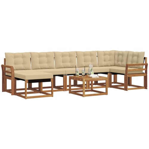  Set vanjskih sofa 8 kom. Prirodna i bež Slike