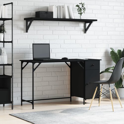 VidaXL Računalni&amp;scaron;ka miza črna 131x48x75 cm inženirski les Slike