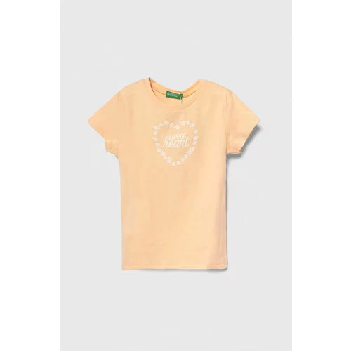 United Colors Of Benetton Dječja pamučna majica kratkih rukava boja: narančasta