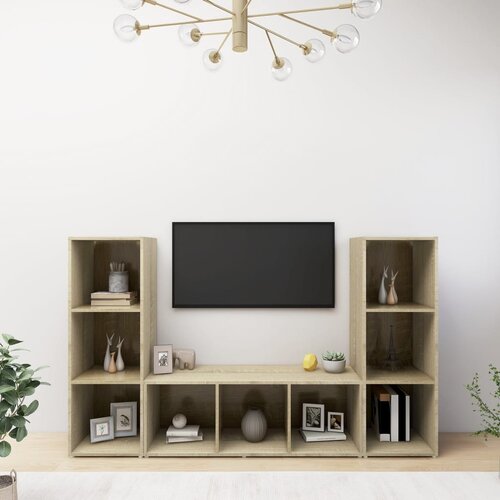 VidaXL TV omarice 3 kosi sonoma hrast 107x35x37 cm iverna pl. Slike