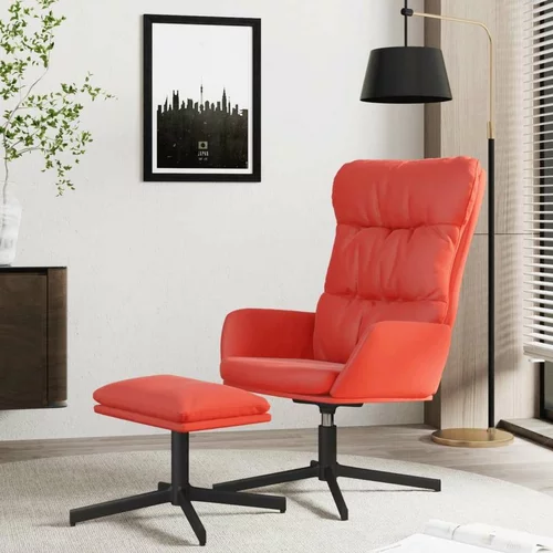 Stol za sproščanje s stolčkom za noge rdeče umetno usnje, (20699224)