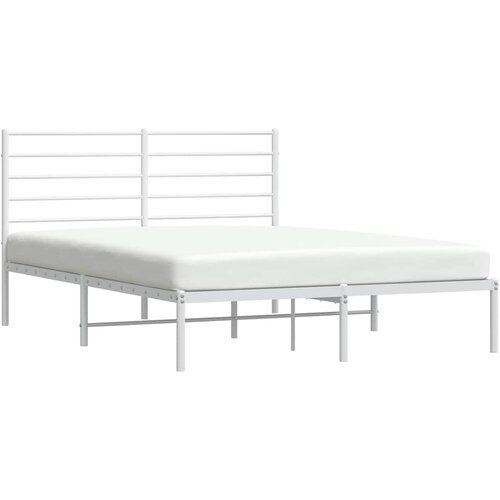  Metalni okvir za krevet s uzglavljem bijeli 150x200 cm Slike