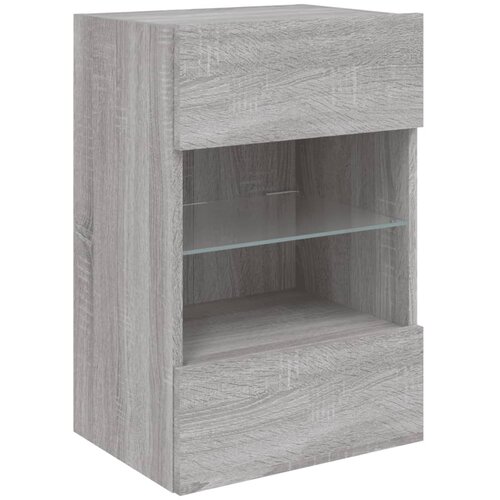  Zidni TV ormarić s LED svjetlima siva boja hrasta 40x30x60,5 cm Slike