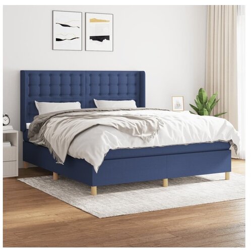 VidaXL Krevet s oprugama i madracem plavi 180x200 cm od tkanine Slike